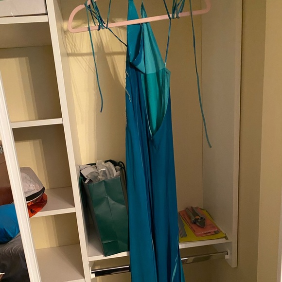 Size small. Marciano beaded blue halter dress - Picture 1 of 4